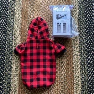 Petsmart Red & Black Buffalo Check Hoodie & Bone Shaped Bag Dispenser Size M